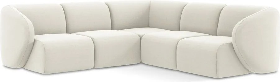 Bézs bársony sarokkanapé Lani – Makamii