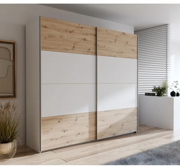 KARO gardróbszekrény 220x210 cm fehér/artisan tölgy