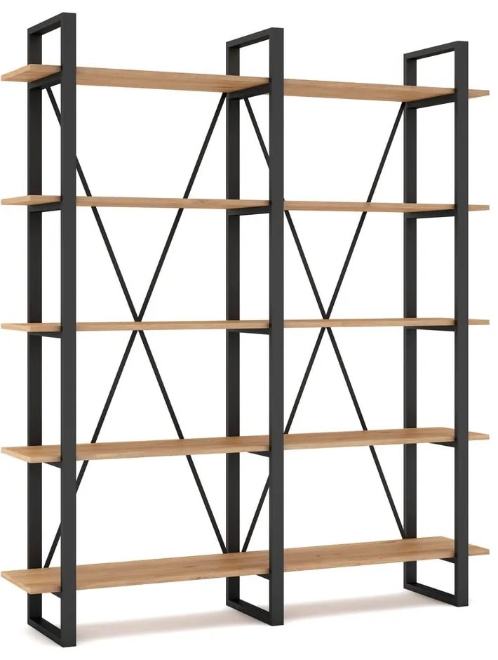 Fekete-natúr színű polcos állvány tölgyfa dekorral 150x180 cm Aviva – Marckeric