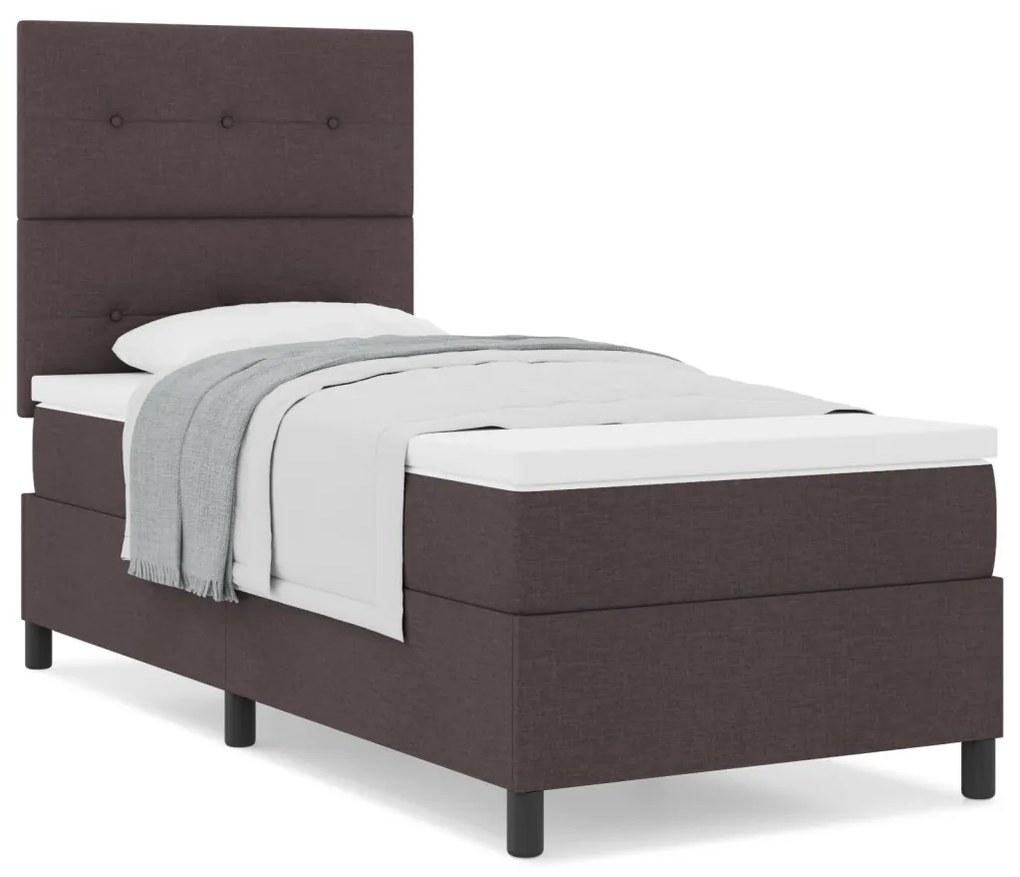 Box Spring Ágy Matrac Sötétbarna 90x200 cm Szövet