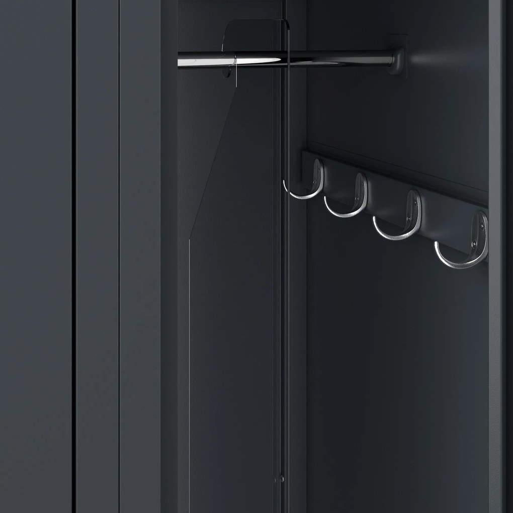 Pléh öltözőszekrény talpazaton, négymodulos, polcokkal KACPER II, 600 x 1800 x 500 mm, antracit