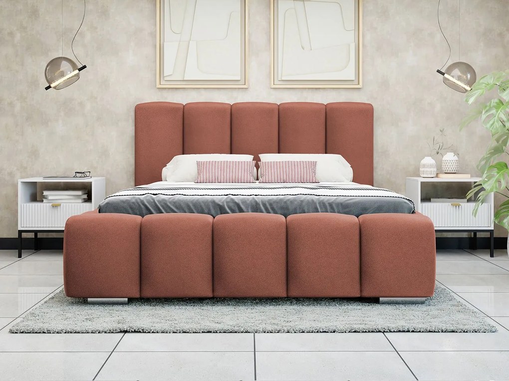 Franciaágy 180 cm Leskana (terakota) (ágyráccsal) (tárolóhellyel). 1104368