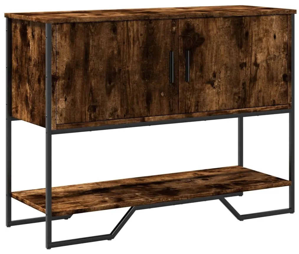 füstös tölgy színű szerelt fa tálalóasztal 100x35x74,5 cm