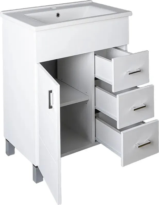 VivaStyle KARINA 65 lábon álló fürdőszobabútor 3 fiókos Sanovit ATRIA 9065 mosdóval 65 x 45,5 cm