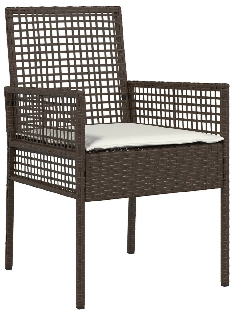 3 részes kert bistro szett párnákkal barna poli rattan