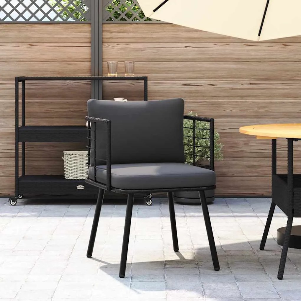 fekete polyrattan kerti szék párnákkal