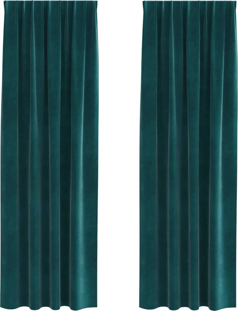 vidaXL Sötétítő függönyök 2 pcs Sötétzöld 140 x 260 cm Bársony