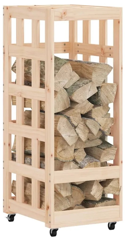 fehér tömör fenyőfa rönktároló kerekekkel 40x49x110 cm