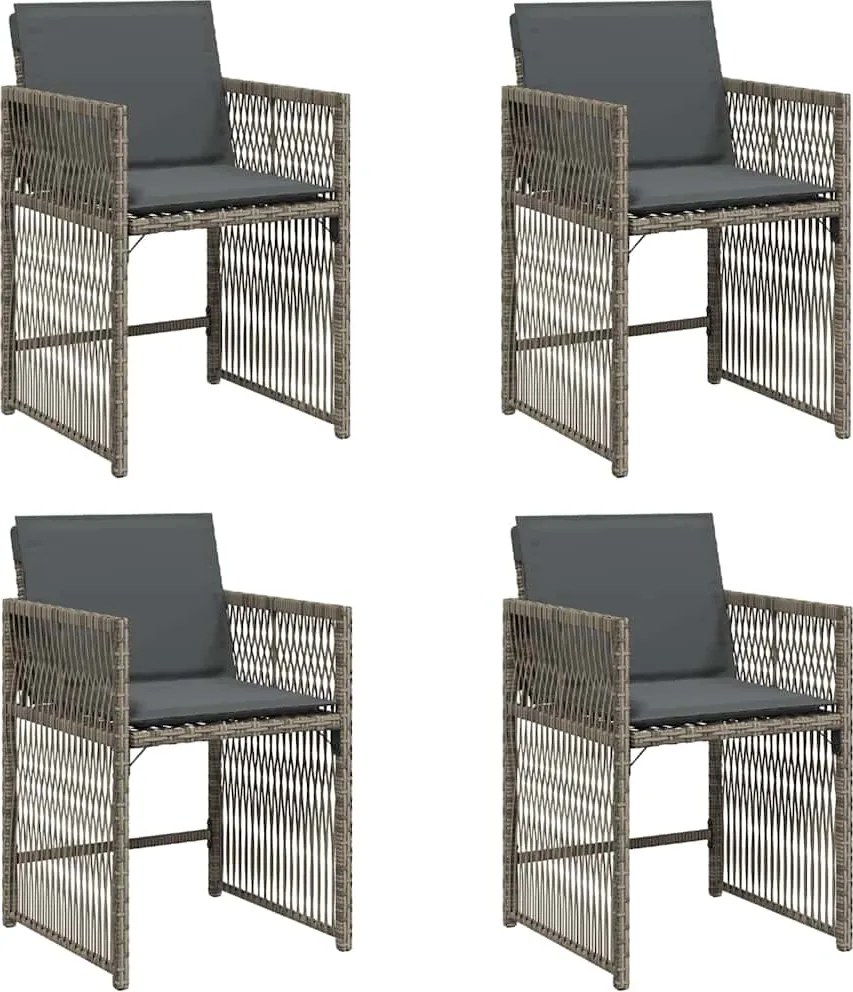 vidaXL 4 db szürke polyrattan kerti szék párnával