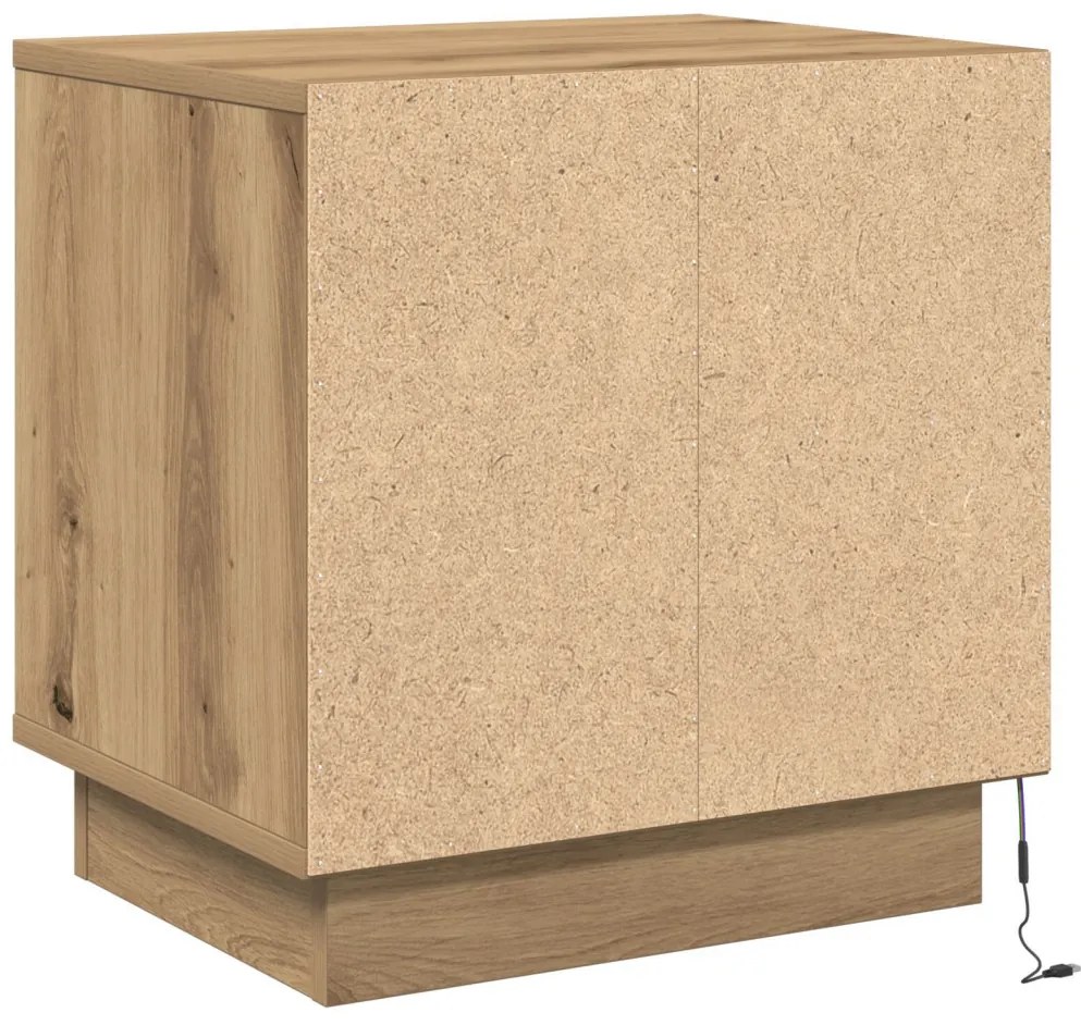 Éjjeli Szekrények LED világítással 2 db Mesterséges tölgy 44 x 34.5 x 45 cm