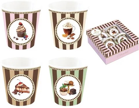 Porcelán eszpresszópohár 4 személyes, 100ml,dobozban, Sweet Moments