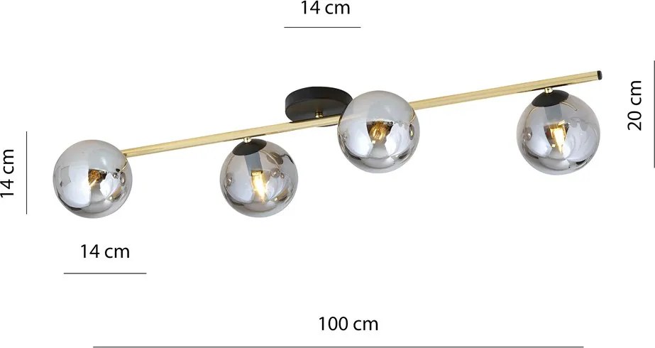 Emibig modern mennyezeti lámpa splendi fekete grafit arany emi1246/4