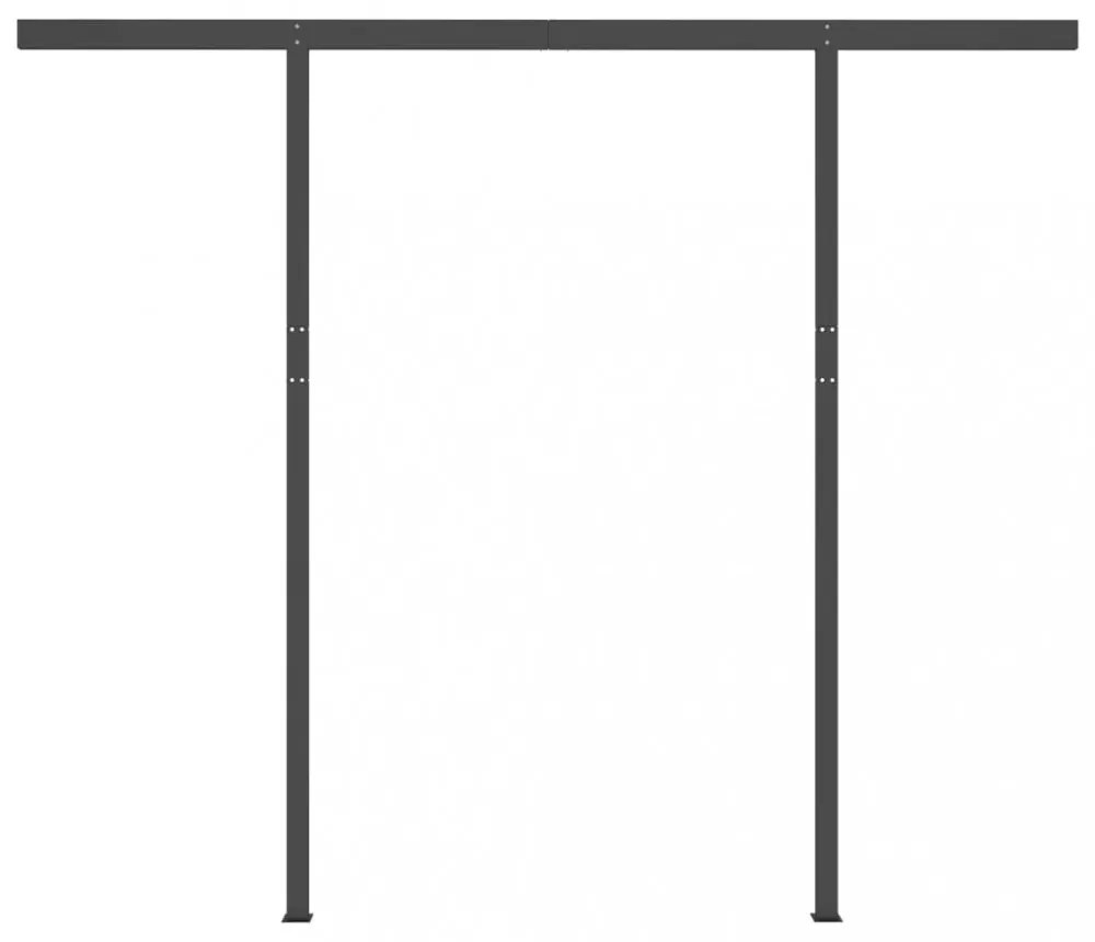 kék és fehér automata napellenző póznákkal 3,5 x 2,5 m