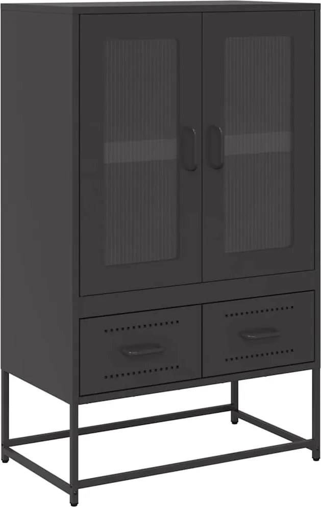 vidaXL fekete acél magasszekrény 68x39x111,5 cm