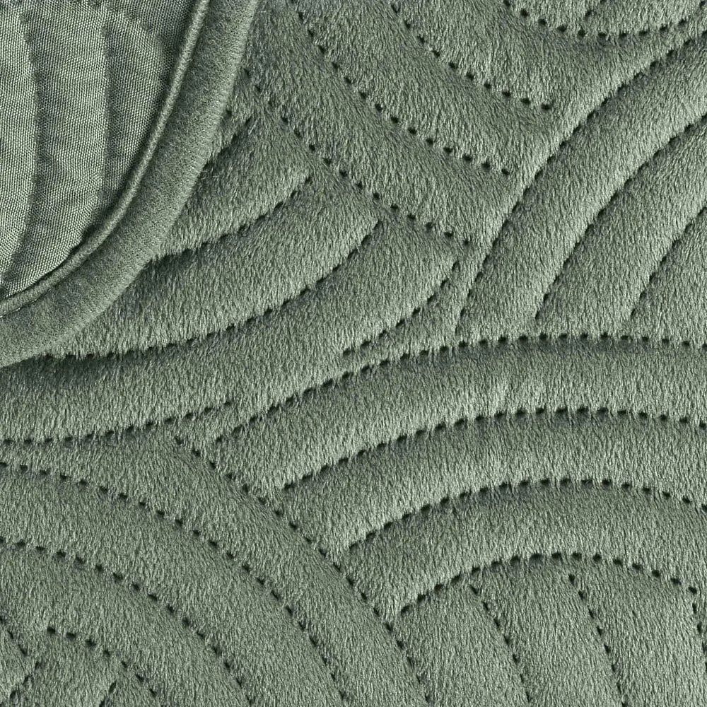Zöld bársony ágytakaró és párnahuzat szett 220x240 cm Solange – douceur d'intérieur