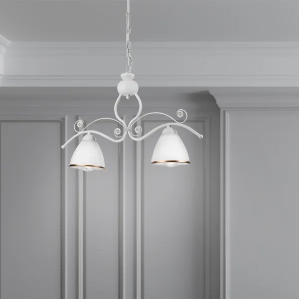 Csillár láncon RETRO 2xE27/60W/230V matt fehér