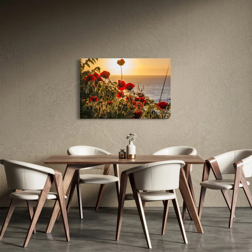 Naplemente és a pipacsok képe (90x60 cm)
