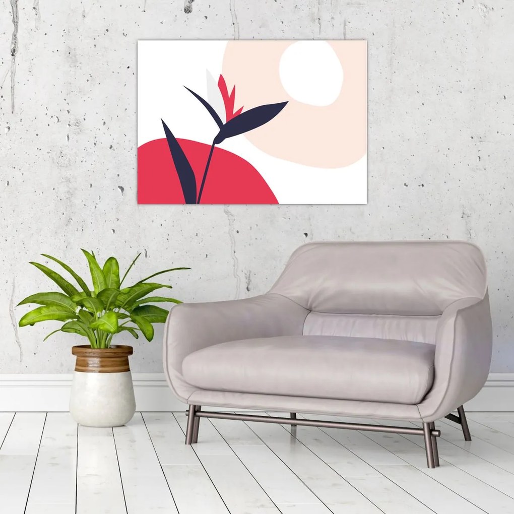 Kép - Rózsaszín virágos absztrakció N⁰1 (70x50 cm)
