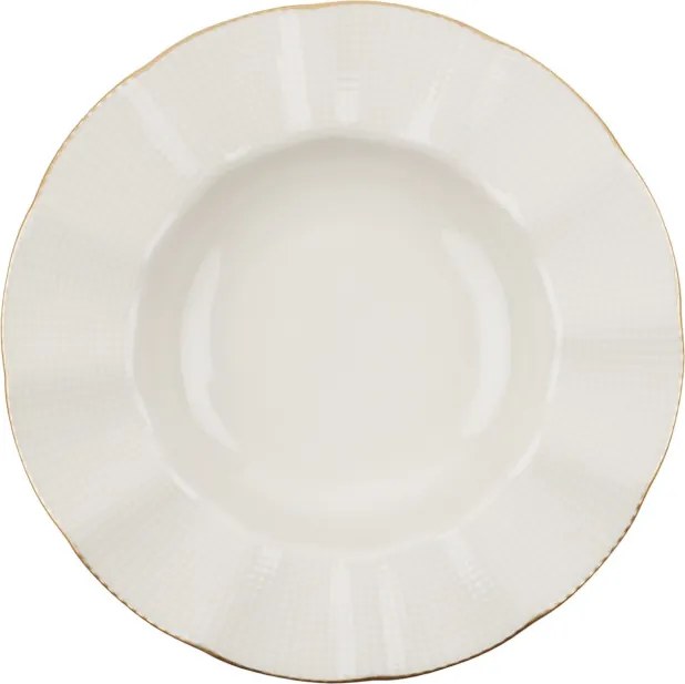 Tányérkészlet porcelán, krém-arany, 24 darabos