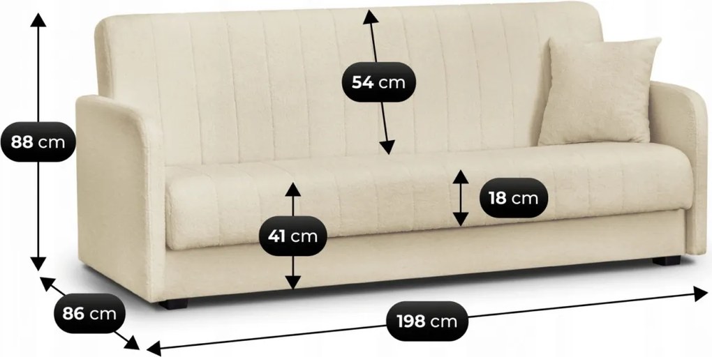 PORTO ágyazható kanapé világos bézs bouclé