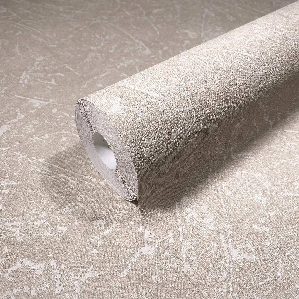 Bézs dombornyomott tapéta vinil vakolat hatással