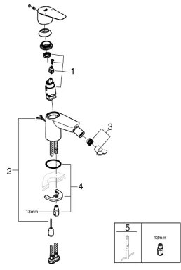 GROHE 23332001 - BAUEDGE bidécsaptelep S méret, fényes króm