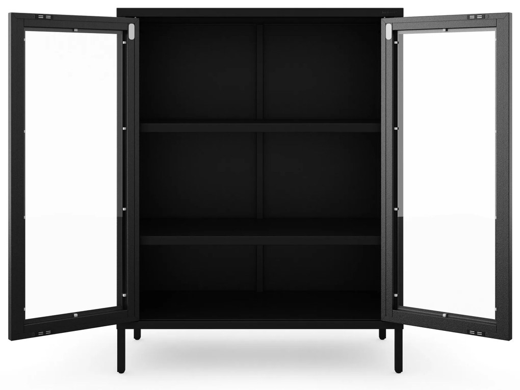 GINA Modern fekete alacsony üveges vitrin 800 x 1015 x 400 mm
