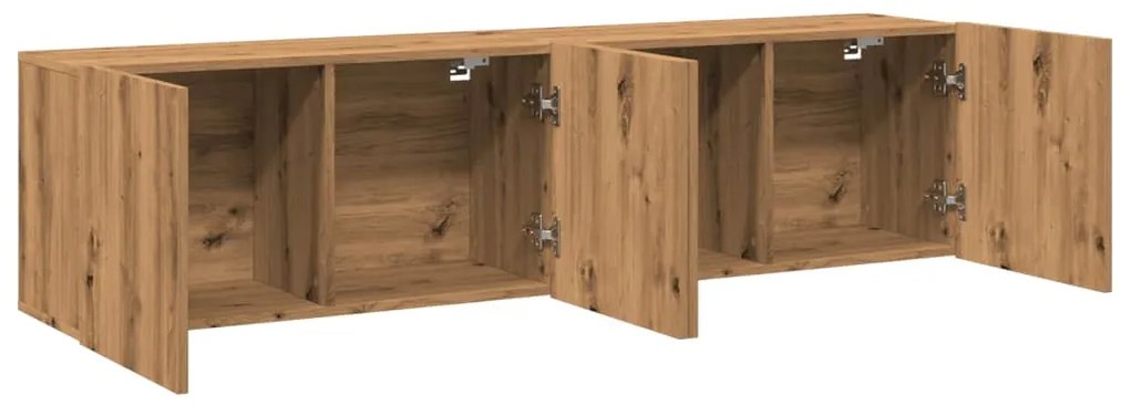 2 db kézműves tölgy falra szerelhető TV-szekrény 80x30x41 cm