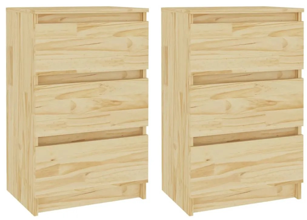 2 db tömör fenyőfa éjjeliszekrény 40 x 29,5 x 64 cm