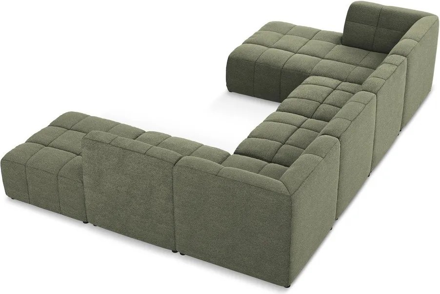 Zöld buklé sarokkanapé (U alakú) Aloha – Makamii