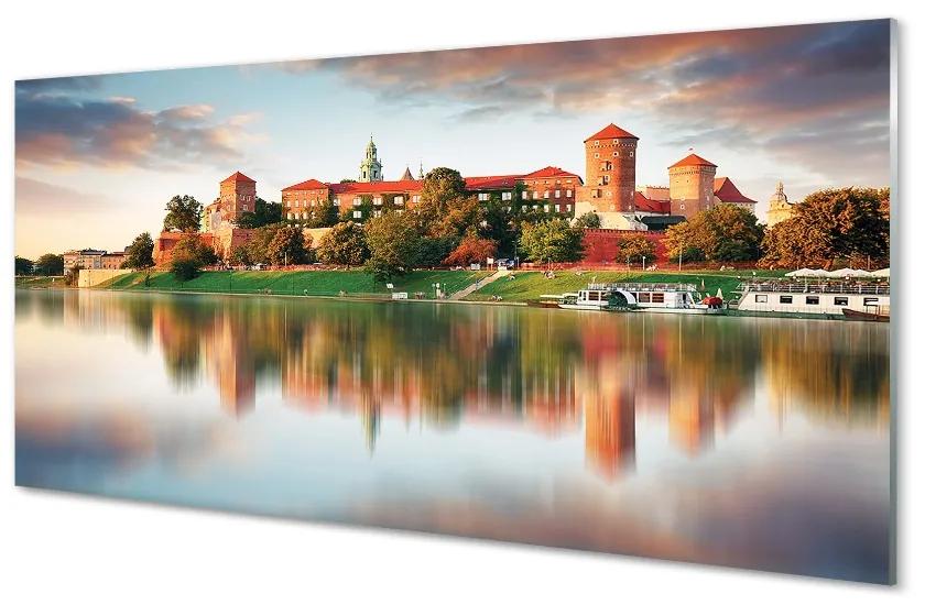 Üvegképek Krakow vár folyó 140x70 cm