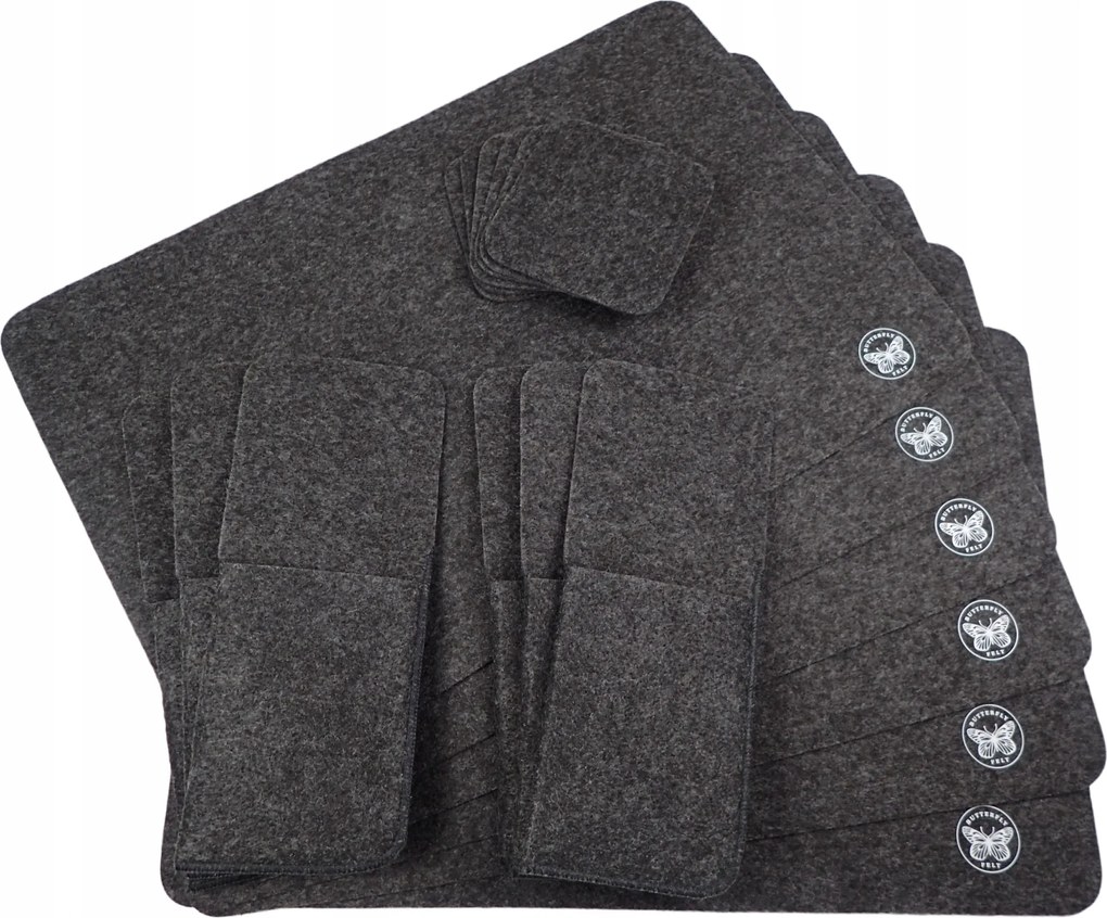 18 db-os Alátét Készlet Tányér Bögre Evőeszköz Filc