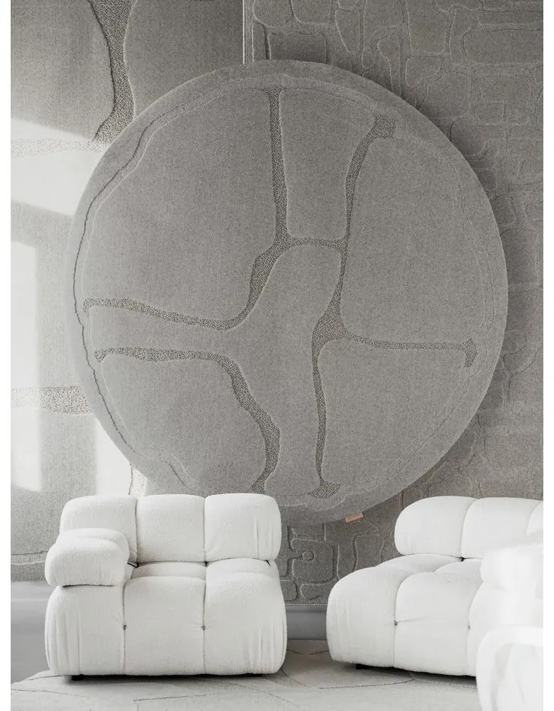 Szürke gyapjú kerek szőnyeg ø 120 cm Morphic Organica – Agnella