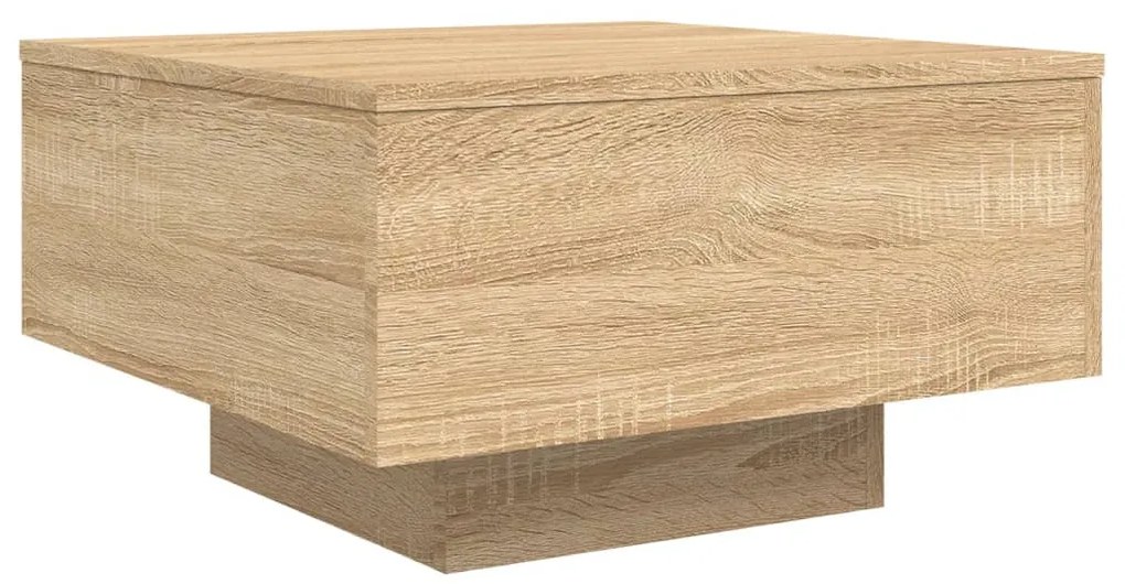 Sonoma tölgy színű dohányzóasztal LED-lámpákkal 55 x 55 x 31 cm