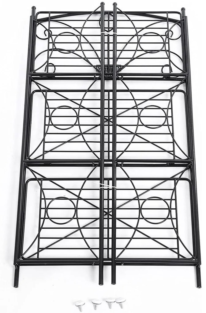 Virágállvány 3 szintes, fém szobai virágtartó, fekete, 54 x 101 x 30 cm