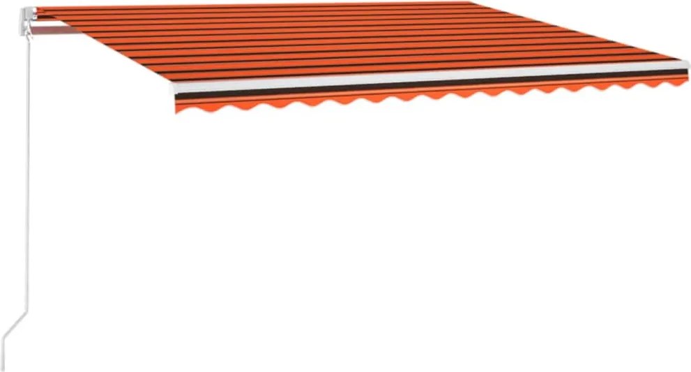 vidaXL narancs és barna kézzel kihúzható LED-es napellenző 450x300 cm