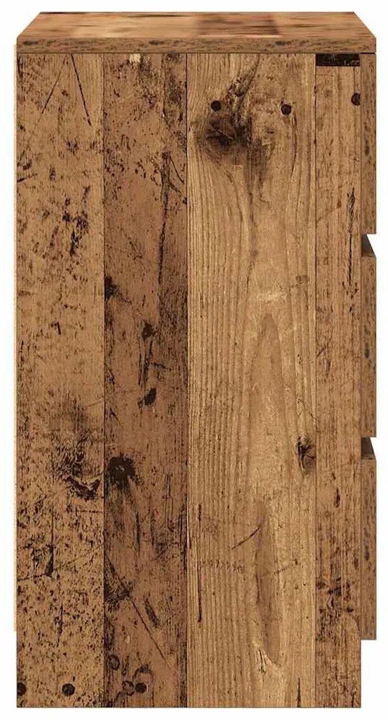2 db antik fa éjjeliszekrények 3 fiókkal 39x35x65 cm