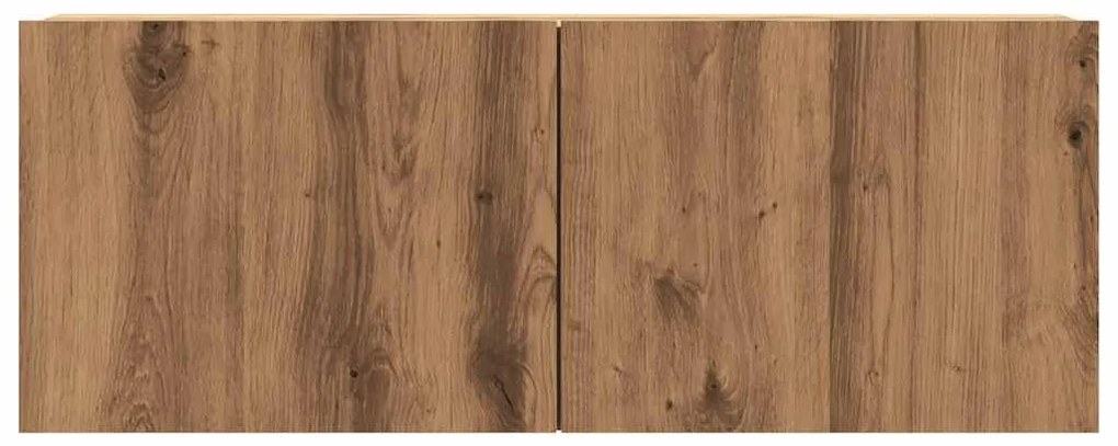 kézműves tölgy színű szerelt fa fali TV-szekrény 80x30x30 cm