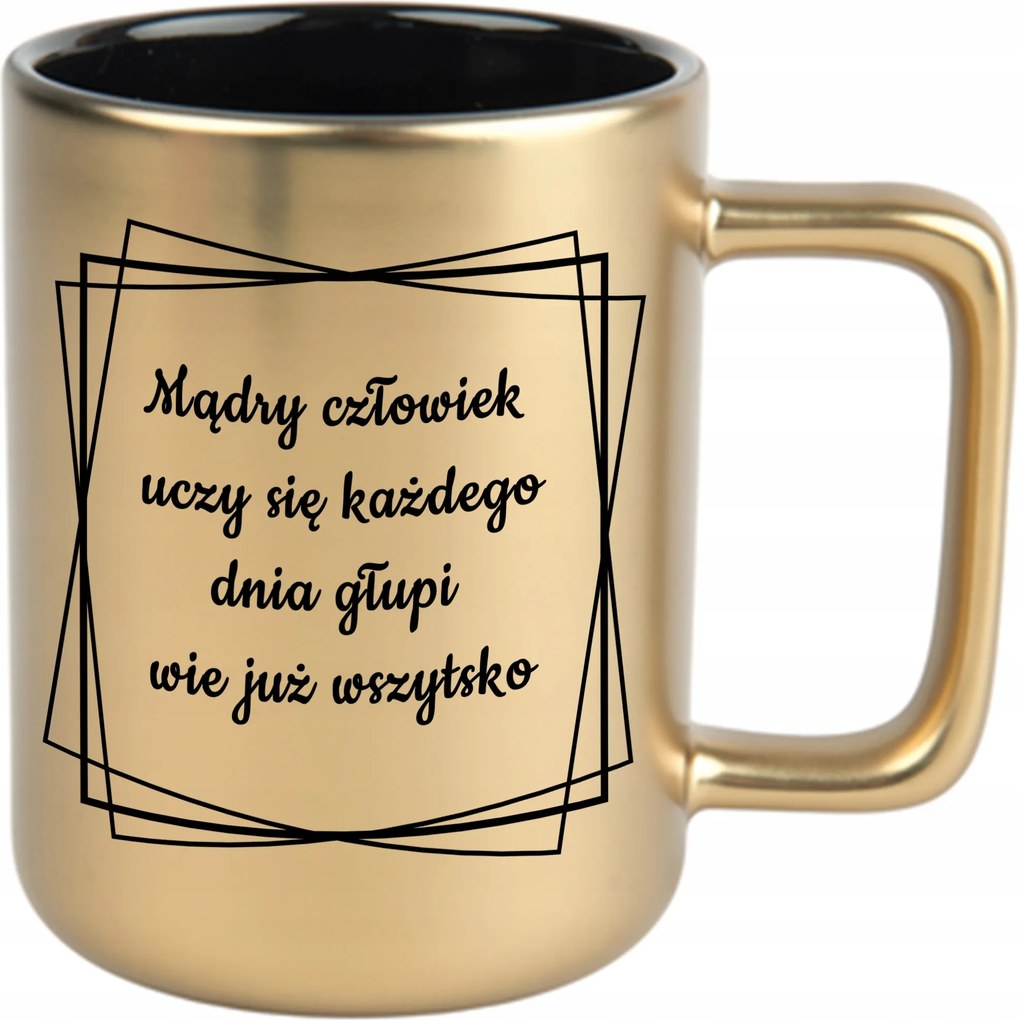 Bögre Matt Arany Fekete Belső 360ml Vicces Ajándék Okos Ember