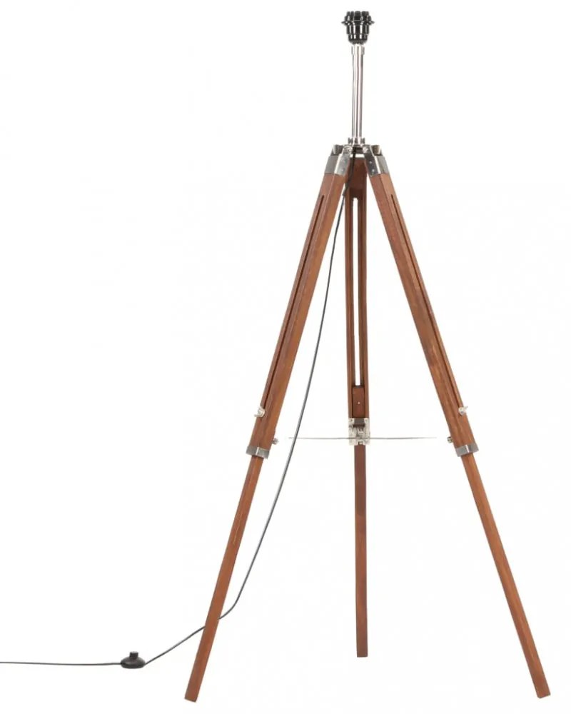 mézbarna-szürke háromlábú tömör tíkfa állólámpa 141 cm