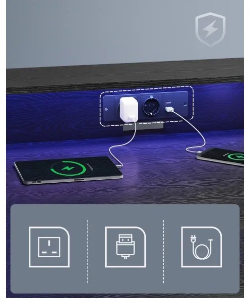 SOLEA-X fekete íróasztal háttérvilágítással