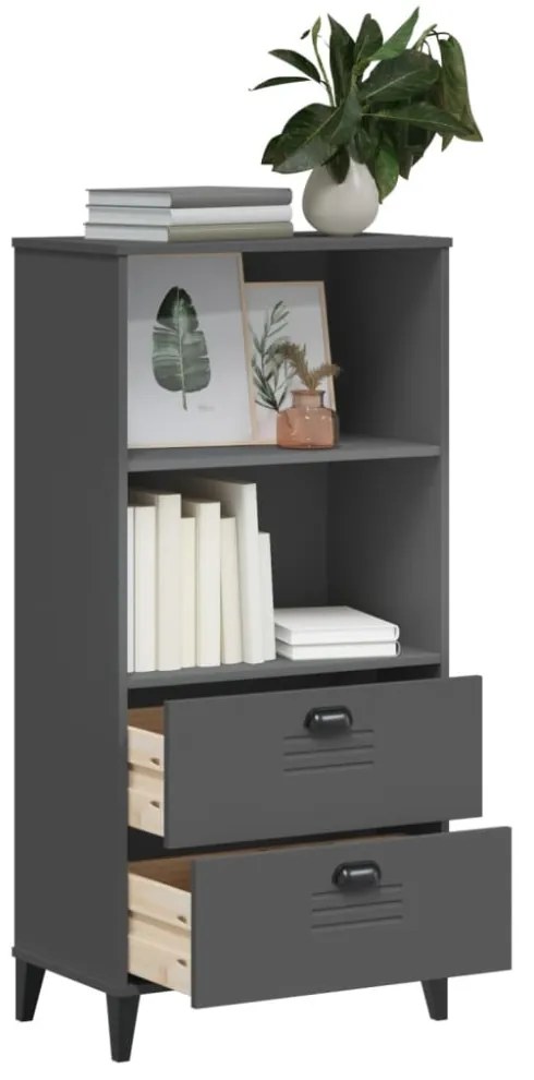 VIKEN antracitszürke szerelt fa könyvszekrény 60 x 35 x 123 cm