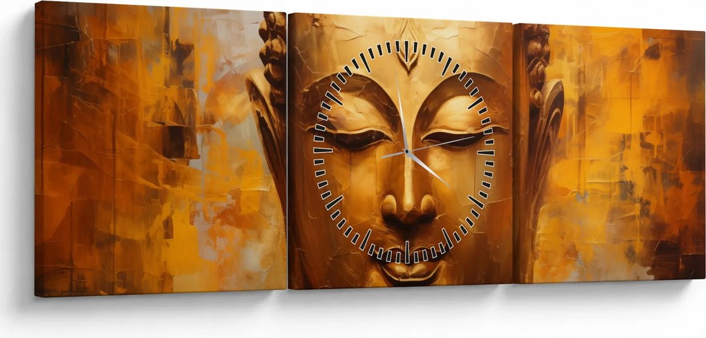 Kép - Buddha, olajfestmény (órával) (90x30 cm)