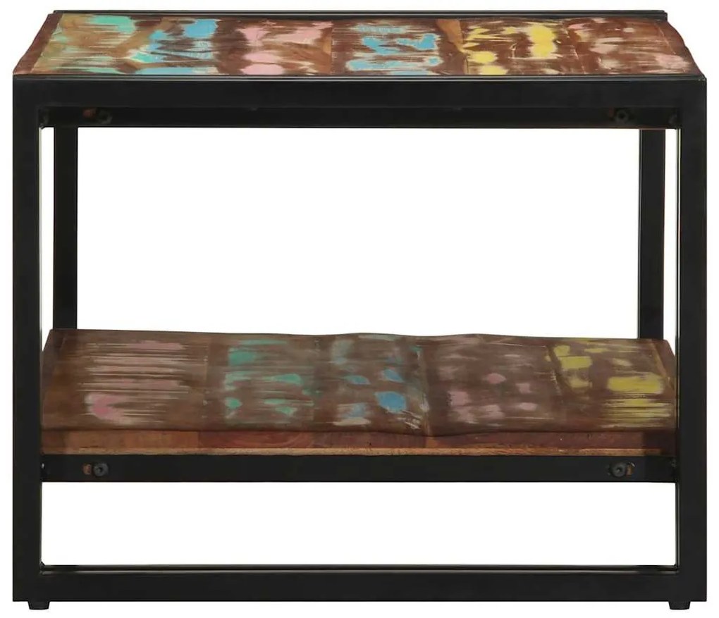 Többszínű tömör újrahasznosított fa dohányzóasztal 90x50x38cm
