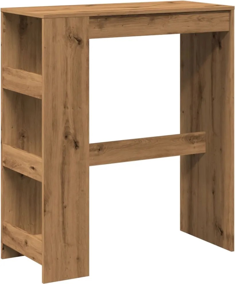 vidaXL kézműves tölgy szerelt fa bárasztal tárolókkal 90x40x103,5 cm