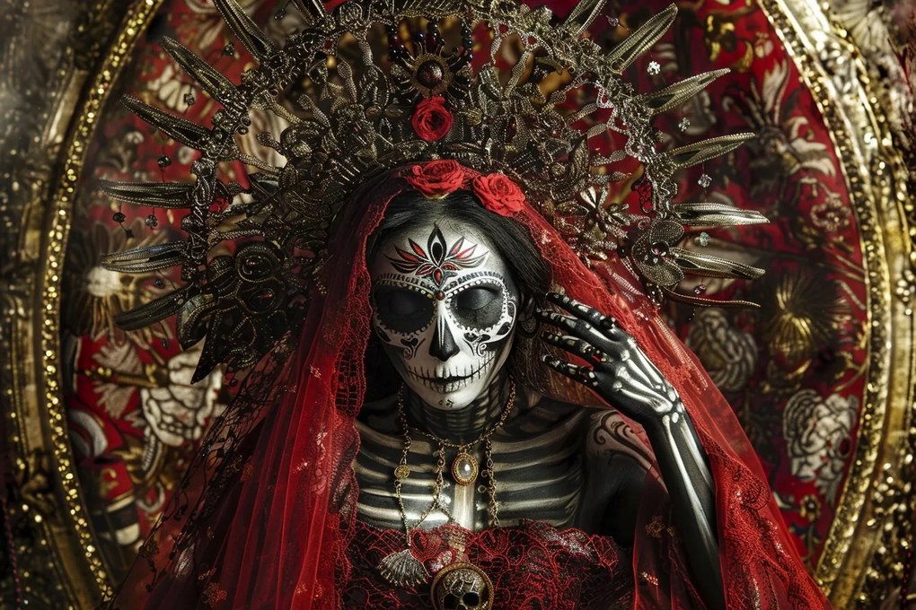 Canvas Vászonkép Portré Mikulás Mexikó Koponya Királynő 60x40