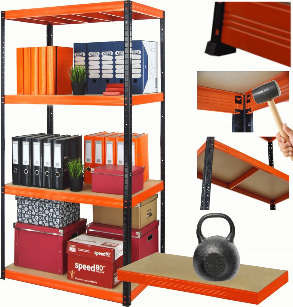 Helios fém tároló állvány garázs állvány 180x110x30cm 4Px175kg Pl