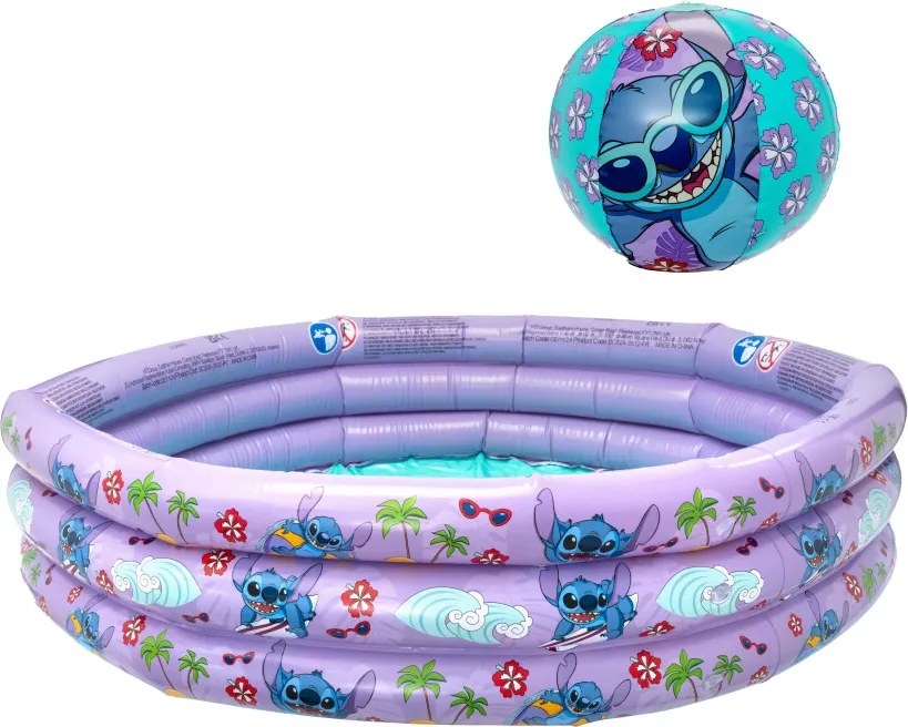 Disney Lilo és Stitch, A csillagkutya Hawaiian 3 gyűrűs gyerek medence és strandlabda szett