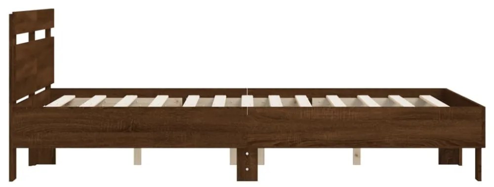 barna tölgyszínű szerelt fa ágykeret fejtámlával 120 x 190 cm