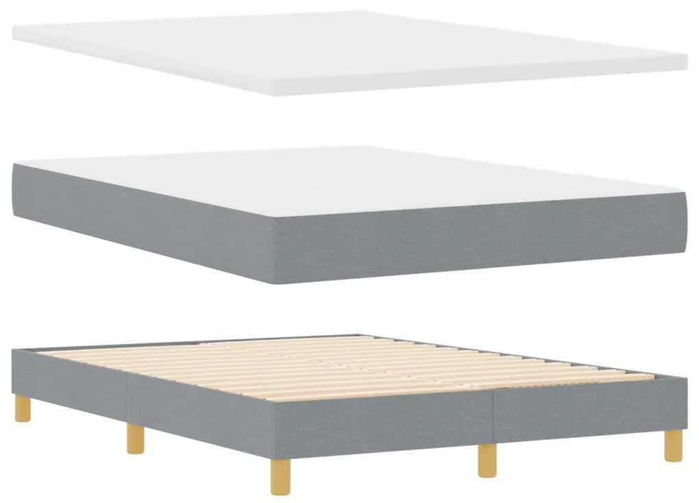 vidaXL Box Spring Ágy Matraccal & LED Világosszürke 140x190 cm Szövet